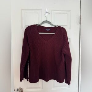 American Eagle Outfitters Deep Red V-Neck Sweater